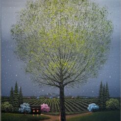 Custom Hand-Painted Oil Painting - Majestic Tree in a Scenic Field from Dafen Village Studio