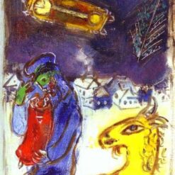Marc Chagall A Jew with Torah – 1959 Surrealism Oil Painting on Canvas, Symbolic Religious Artwork