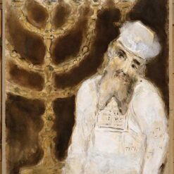 Marc Chagall Aaron in Front of the Golden Candlestick with Seven Branches – Biblical Religious Painting, Gouache & Oil on Paper by Da Fen Oil Painting Village Studio