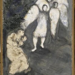 Marc Chagall Abraham Prostrated Himself in Front of Three Angels – Religious Artwork Reproduction, Gouache & Oil on Paper by Da Fen Oil Painting Village Studio
