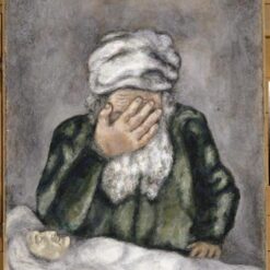 Marc Chagall Abraham Weeping for Sarah – Religious Art Reproduction, Gouache & Oil on Paper by Da Fen Oil Painting Village Studio