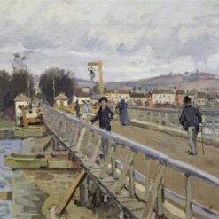 Footbridge at Argenteuil by Alfred Sisley – 1872 Impressionist Cityscape Oil Painting, Custom Art from Dafen Village Studio