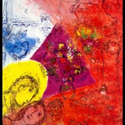 Marc Chagall Artist and His Wife – 1969 Surrealism Oil Painting, Private Collection