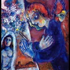 Marc Chagall Artist at Easel – c.1965 Surrealism Oil on Canvas, Symbolic Painting