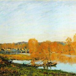 Autumn Banks of the Seine near Bougival by Alfred Sisley – 1873 Impressionist Landscape Oil Painting, Custom Art from Dafen Village Studio