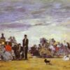 Beach at Trouville by Eugene Boudin – 1864 Impressionist Genre Oil Painting, Custom Art from Dafen Oil Painting Village Studio