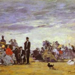 Beach at Trouville by Eugene Boudin – 1864 Impressionist Genre Oil Painting, Custom Art from Dafen Oil Painting Village Studio