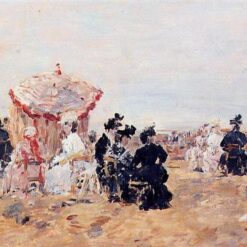 Beach Scene, Villers by Eugene Boudin – 1894 Impressionist Genre Oil Painting, Custom Art from Dafen Oil Painting Village Studio
