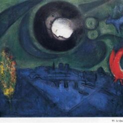 Marc Chagall Bercy Embankment – 1953 Surrealist Cityscape Oil Painting on Canvas, Private Collection
