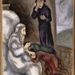 Marc Chagall Blessing of Ephraim and Manasseh – Religious Art Reproduction, Gouache & Oil on Paper by Da Fen Oil Painting Village Studio