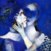 Hand-Painted Oil Painting Inspired by Marc Chagall’s 'Blue Lovers' – High-Quality Reproduction by Da Fen Oil Painting Village Studio