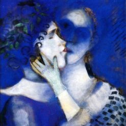 Hand-Painted Oil Painting Inspired by Marc Chagall’s 'Blue Lovers' – High-Quality Reproduction by Da Fen Oil Painting Village Studio