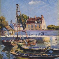 Boats by Alfred Sisley – 1885 Impressionist Landscape Oil Painting, Custom Art from Dafen Village Studio