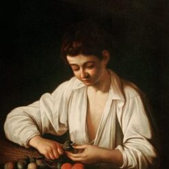 Baroque Portrait Oil Painting of 'Boy Peeling Fruit' by Caravaggio – Custom Art from Da Fen Oil Painting Village Studio