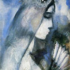 Hand-Painted Oil Painting Inspired by Marc Chagall’s 'Bride with a Fan' – High-Quality Reproduction by Da Fen Oil Painting Village Studio