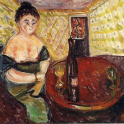 Custom Oil Painting Inspired by Edvard Munch's Brothel Scene. Zum süßen Mädel – Hand-Painted Reproduction from DaFen Village Studio | Expressionist Art for Home and Office Décor