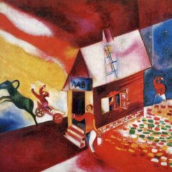 Hand-Painted Oil Painting Inspired by Marc Chagall’s 'Burning House' – High-Quality Reproduction by Da Fen Oil Painting Village Studio