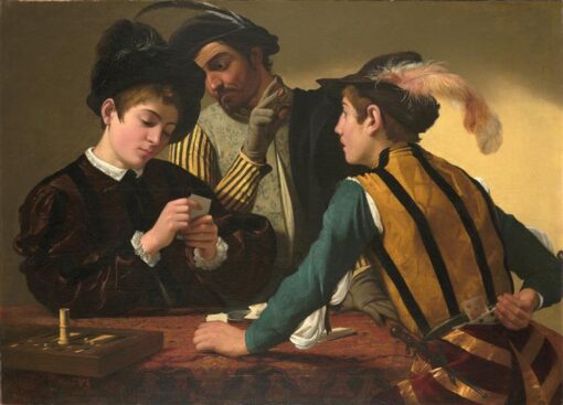 Caravaggio’s ‘Cardsharps’ – Custom Baroque Genre Oil Painting from Da Fen Oil Painting Village Studio