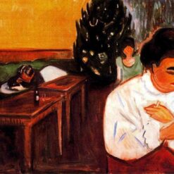 Custom Oil Painting Inspired by Edvard Munch's Christmas in the Brothel – Hand-Painted Reproduction from DaFen Village Studio | Expressionist Artwork for Home and Office Décor