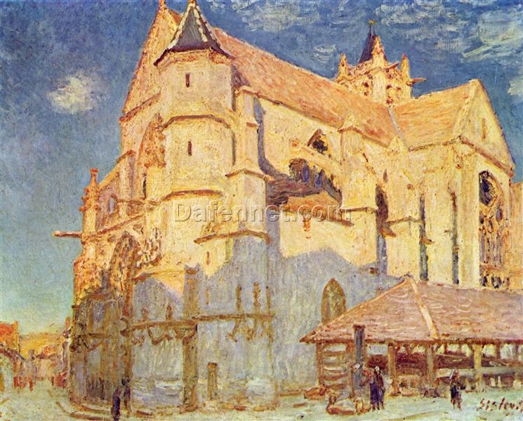 Church of Moret by Alfred Sisley – 1893 Impressionist Cityscape Oil Painting, Custom Art from Dafen Oil Painting Village Studio