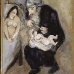 Marc Chagall Circumcision Prescribed by God to Abraham – Religious Painting Reproduction, Gouache & Oil on Paper by Da Fen Oil Painting Village Studio