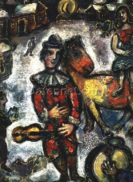 Marc Chagall Circus in the Village – 1969 Naïve Art Oil & Gouache Painting, Private Collection