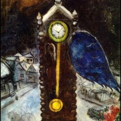 Marc Chagall Clock with Blue Wing – 1949 Surrealism Oil on Canvas, 92 x 79 cm