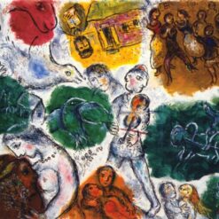Marc Chagall Composition – 1976 Surrealist Symbolic Oil Painting, Colorful Abstract Imagery