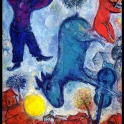 Marc Chagall Cows over Vitebsk – 1966 Cubist Cityscape Oil on Canvas, Private Collection