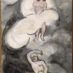 Marc Chagall Creation of Eve – Hand-Painted Reproduction of Religious Masterpiece, Gouache & Oil on Paper by Da Fen Oil Painting Village Studio