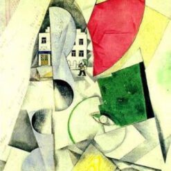 Marc Chagall Cubist Landscape – 1918 Cityscape, Oil on Canvas