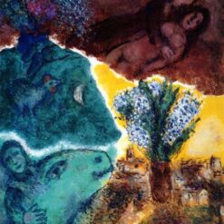 Marc Chagall Dawn – 1976 Naïve Art Symbolic Oil Painting, Sunrise and Renewal