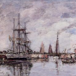 Deauville, Norwegian Three-Master Leaving Port by Eugene Boudin – 1897 Impressionist Marina Oil Painting, Custom Art from Dafen Oil Painting Village Studio