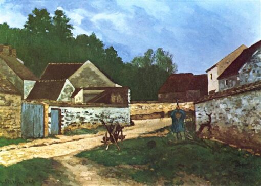 Dorfstrasse in Marlotte by Alfred Sisley – 1866 Realist Landscape Oil Painting, Custom Art from Dafen Village Studio