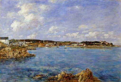Douarnenez, the Bay, View of Tristan Isle by Eugene Boudin – 1897 Impressionist Landscape Oil Painting, Custom Art from Dafen Oil Painting Village Studio