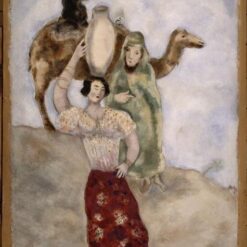 Marc Chagall Eliezer and Rebecca – Hand-Painted Reproduction of Religious Masterpiece, Gouache & Oil on Paper by Da Fen Oil Painting Village Studio