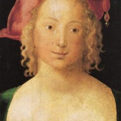 Hand-Painted Albrecht Dürer "Face of a Young Girl with Red Beret" Oil Painting – Northern Renaissance Portrait Reproduction by Da Fen Oil Painting Village Studio