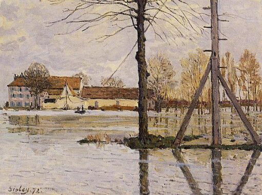 Ferry to the Ile de la Loge, Flood by Alfred Sisley – 1872 Impressionist Landscape Oil Painting, Custom Art from Dafen Village Studio