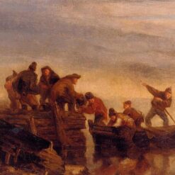 Fishermen by the Water by Eugene Boudin – c.1855 Realism Genre Oil Painting, Custom Art from Dafen Oil Painting Village Studio