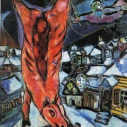 Marc Chagall Flayed Ox – 1947 Surrealism Oil on Canvas, Symbolic Painting, Private Collection