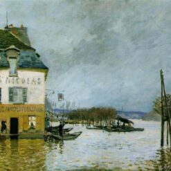 Flood at Port Marly by Alfred Sisley – 1876 Impressionist Landscape Oil Painting, Custom Art from Dafen Village Studio