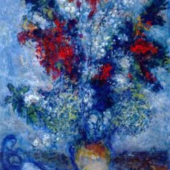Hand-Painted Marc Chagall "Flower Bouquet" Oil Painting – Surrealist Still Life Reproduction by Da Fen Oil Painting Village Studio