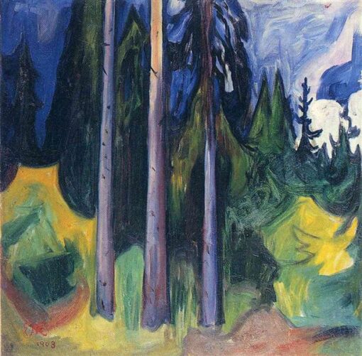 Edvard Munch Forest, 1903 – Expressionist Oil Painting on Canvas by Da Fen Village Studio | Iconic Landscape Art Reproduction