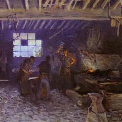 Forge at Marly le Roi by Alfred Sisley – 1875 Impressionist Genre Oil Painting, Custom Art from Dafen Village Studio