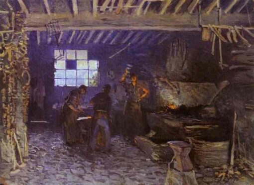 Forge at Marly le Roi by Alfred Sisley – 1875 Impressionist Genre Oil Painting, Custom Art from Dafen Village Studio