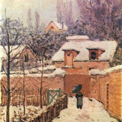 Garden in Louveciennes in the Snow by Alfred Sisley – 1874 Impressionist Cityscape Oil Painting, Custom Art from Dafen Village Studio