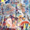 Hand-Painted Marc Chagall "Great Circus" Oil Painting – Surrealist Art Reproduction by Da Fen Oil Painting Village Studio