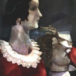 Marc Chagall Grey Lovers – 1917 Cubist Portrait Oil Painting, Private Collection