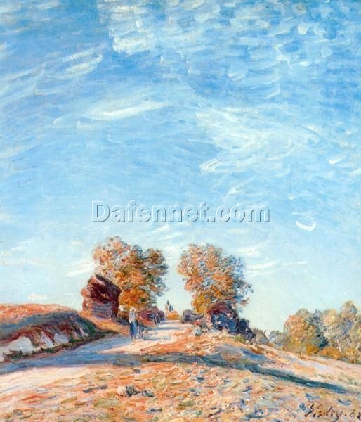 Hill Path in Sunlight by Alfred Sisley – 1891 Impressionist Landscape Oil Painting, Custom Art from Dafen Oil Painting Village Studio