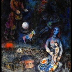 Marc Chagall Holy Family – 1975-1976 Surrealist Religious Oil Painting, Spiritual Family Portrait